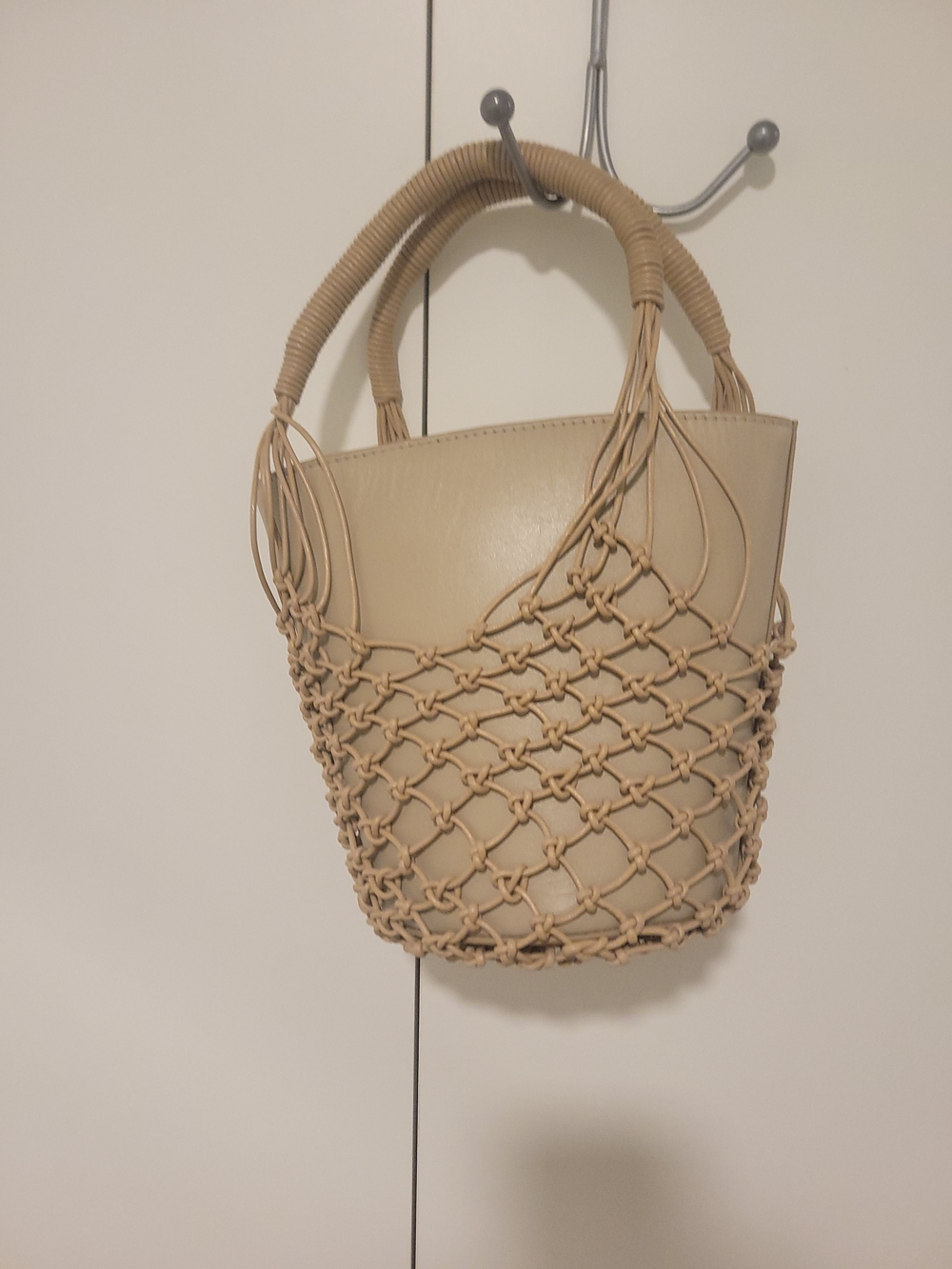 J. Crew Beige Woven Macramé Bucket Tote